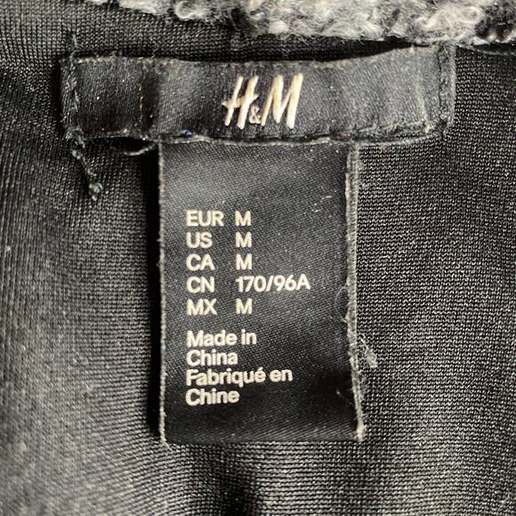 H&M Black Silver Sequin Oversize Textured Long Sleeve Open Front Lined Jacket M - Picture 10 of 13